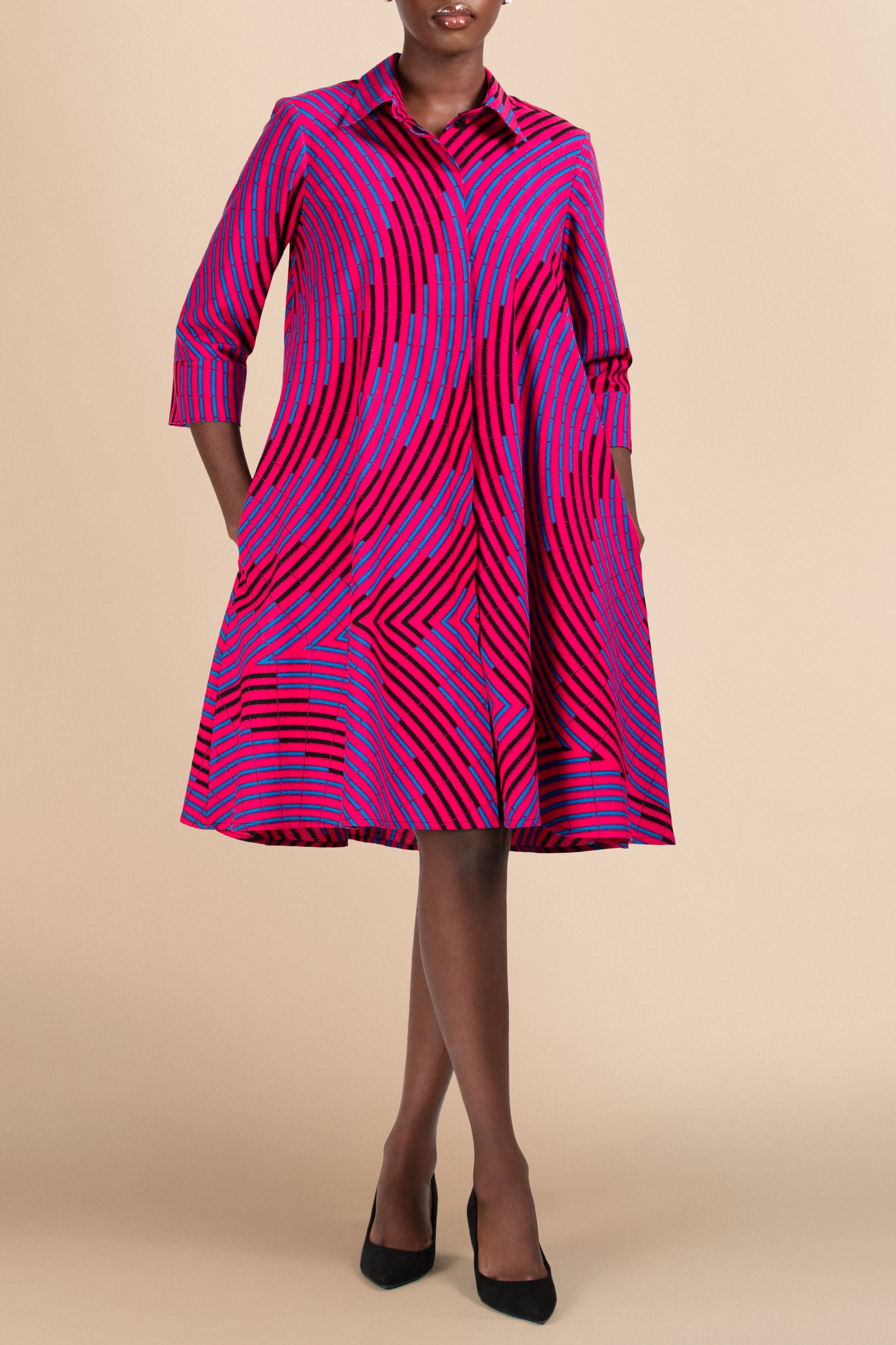 Ethically Crafted Colorful Print Shirt Dresses || MALINDI NYC