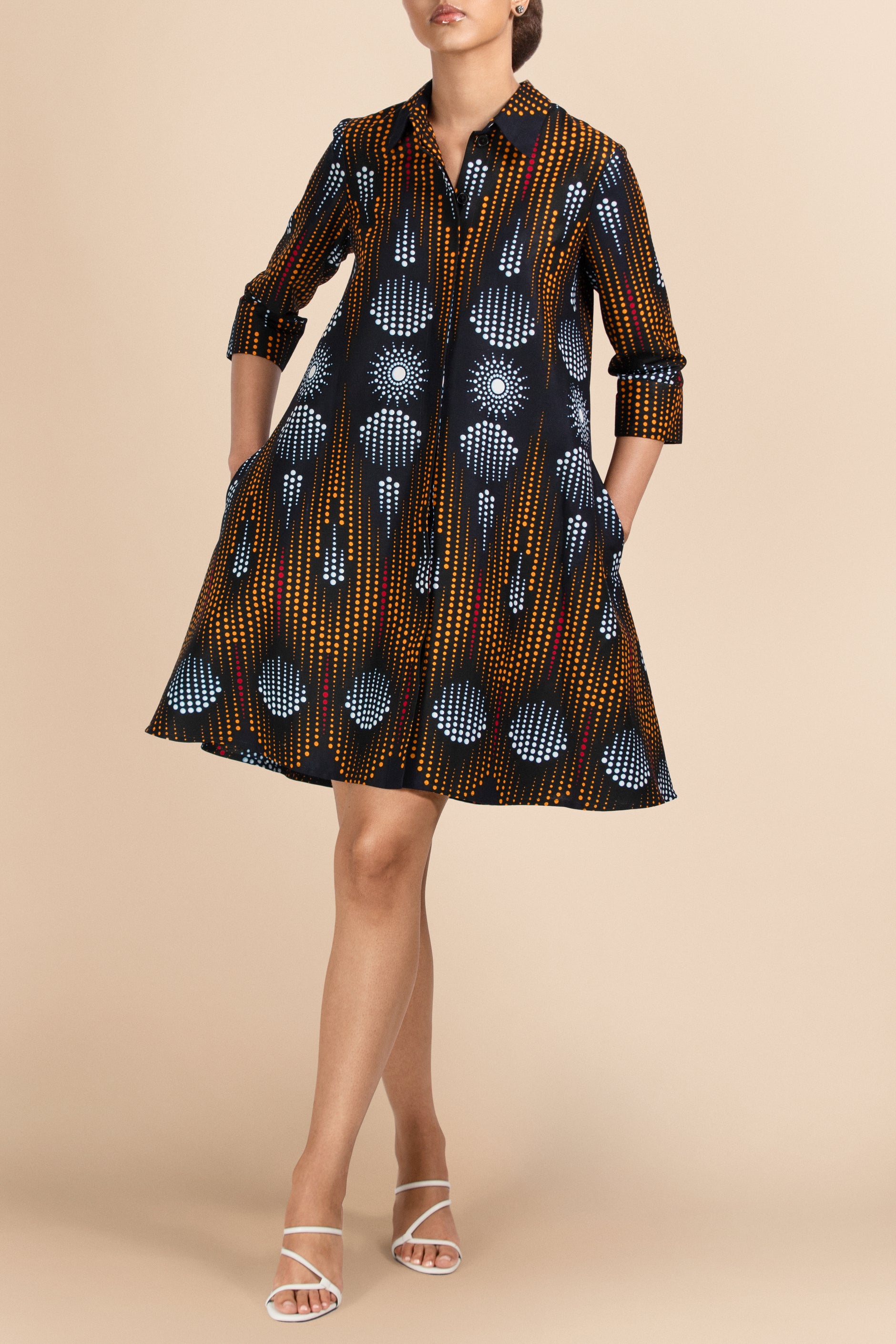 Ethically Crafted Colorful Print Shirt Dresses || MALINDI NYC