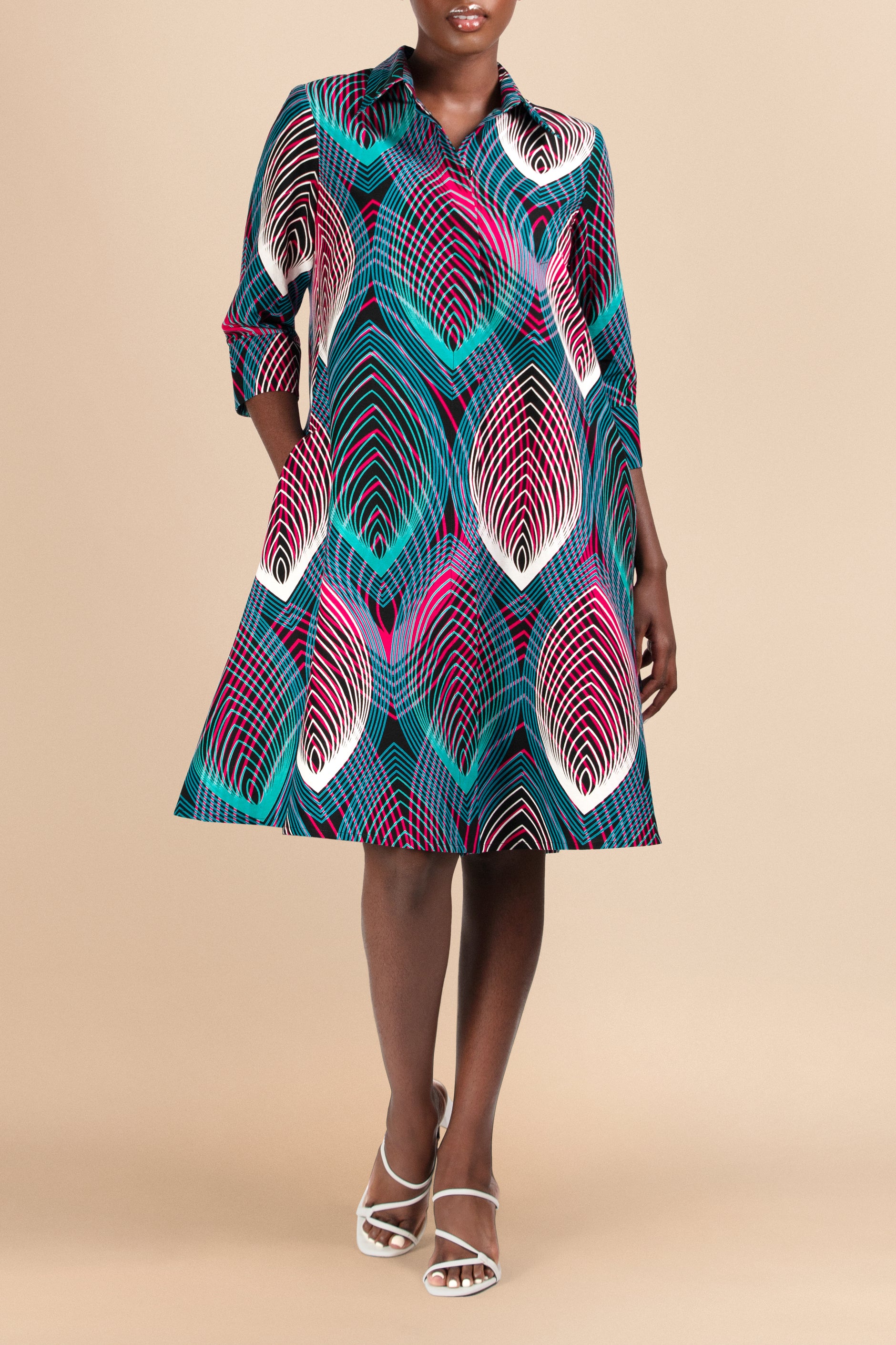 Ethically Crafted Colorful Print Shirt Dresses || MALINDI NYC